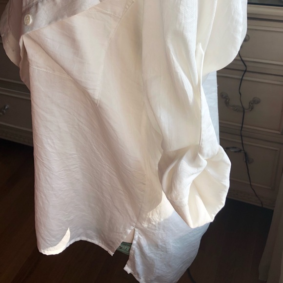BCBG maxazria white silk ruffle blouse - Picture 3 of 3